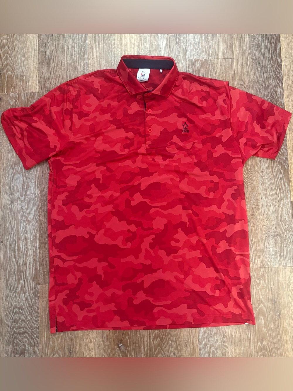 Men's Red Camo Polo Shirt - Branded Logo